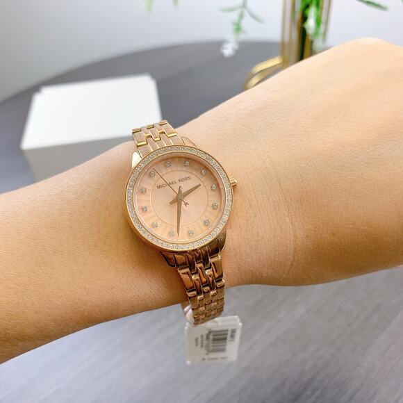 Michael Kors MK4613 Melissa Three-Hand Rose Gold-Tone Stainless Steel Watch